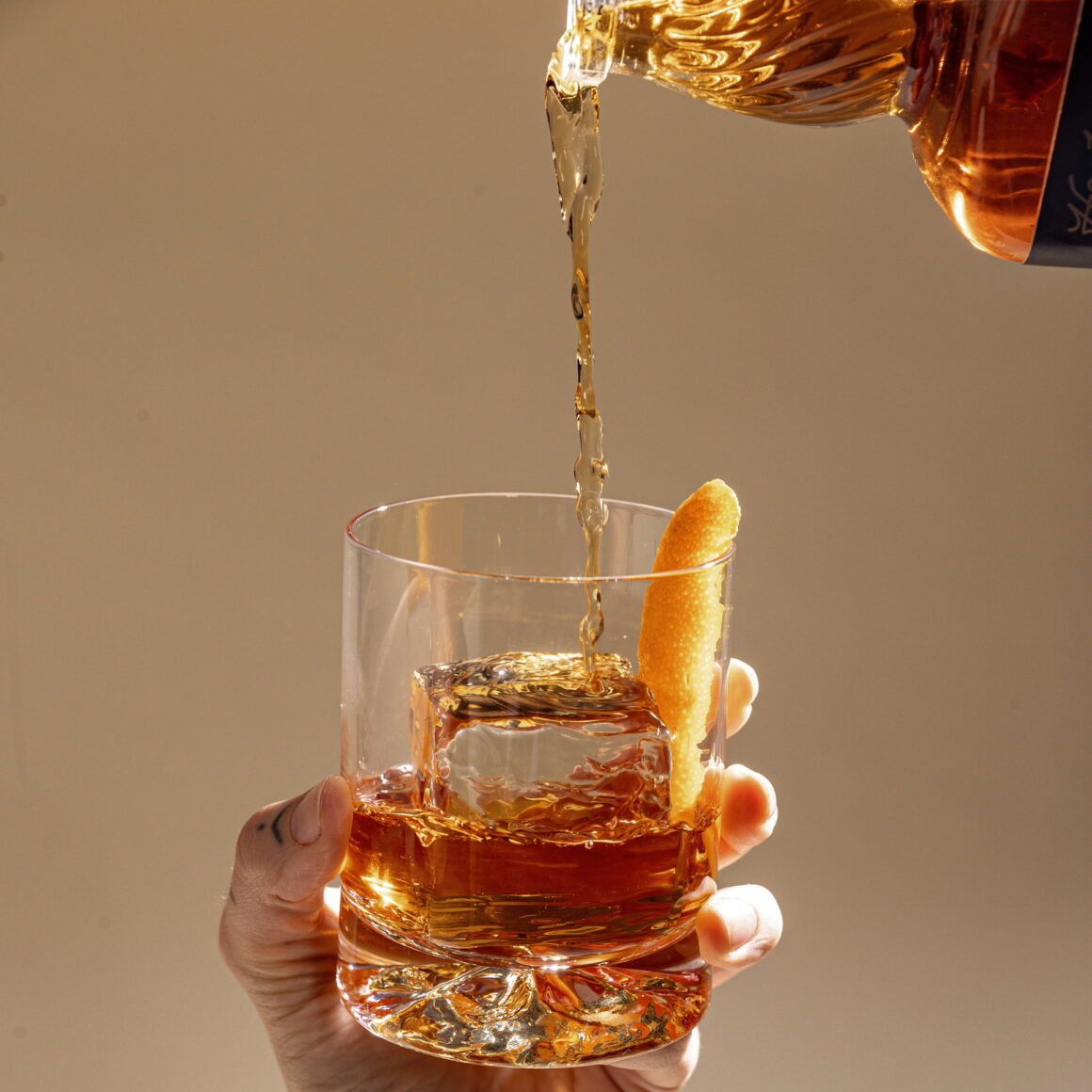 Slow and Low Old-Fashioned mid-pour