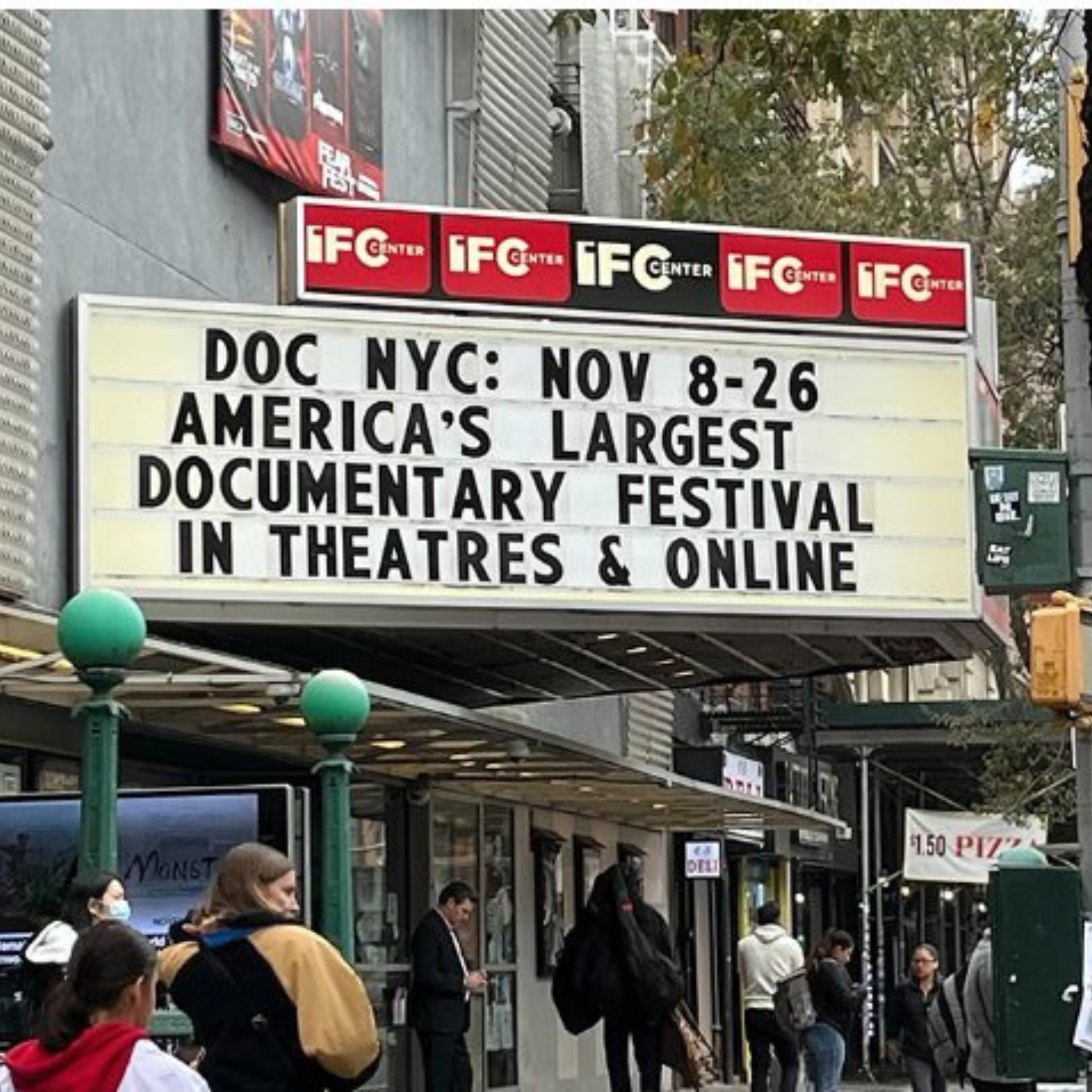 IFC Center marquee in NYC promoting DOC NYC documentary festival, November 8–26